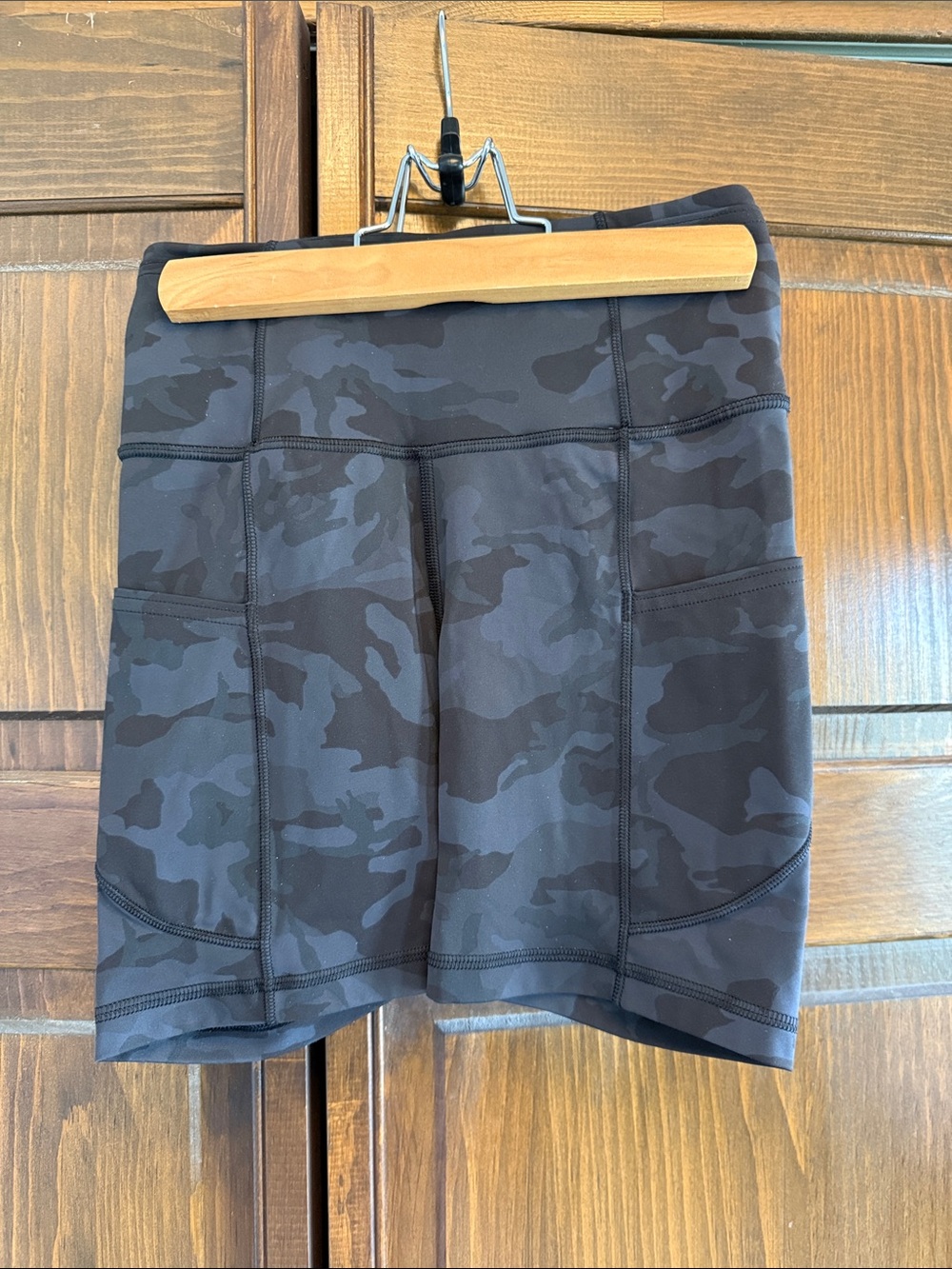 Lululemon Black/Gray Camo Bike Shorts with Side Pockets